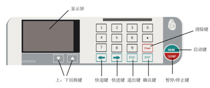 WH-SP-01單通道微量注射泵產(chǎn)品外觀操作界面，全程按鍵觸點設(shè)置