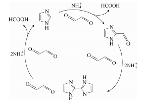 無機銨溶液中乙二醛反應(yīng)生成咪唑、2-甲?；溥蛞?及 2,2'-聯(lián)-1H-咪唑反應(yīng)