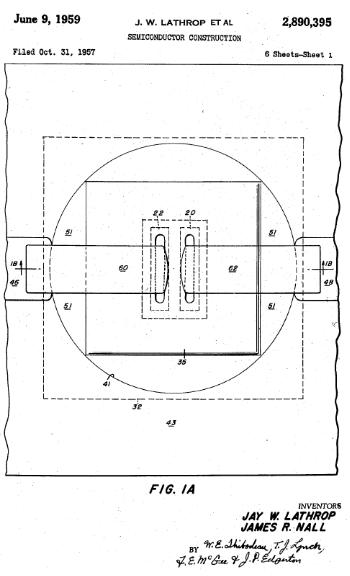 Lathrop和Nall關(guān)于半導(dǎo)體制造的專利，1959年