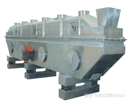 振動(dòng)流化床干燥機(jī)，用機(jī)械振動(dòng)輔助流化，優(yōu)點(diǎn)是設(shè)備高度可以降低，操作也比流化床靈活，現(xiàn)在已經(jīng)是非常常見(jiàn)的設(shè)備了。
